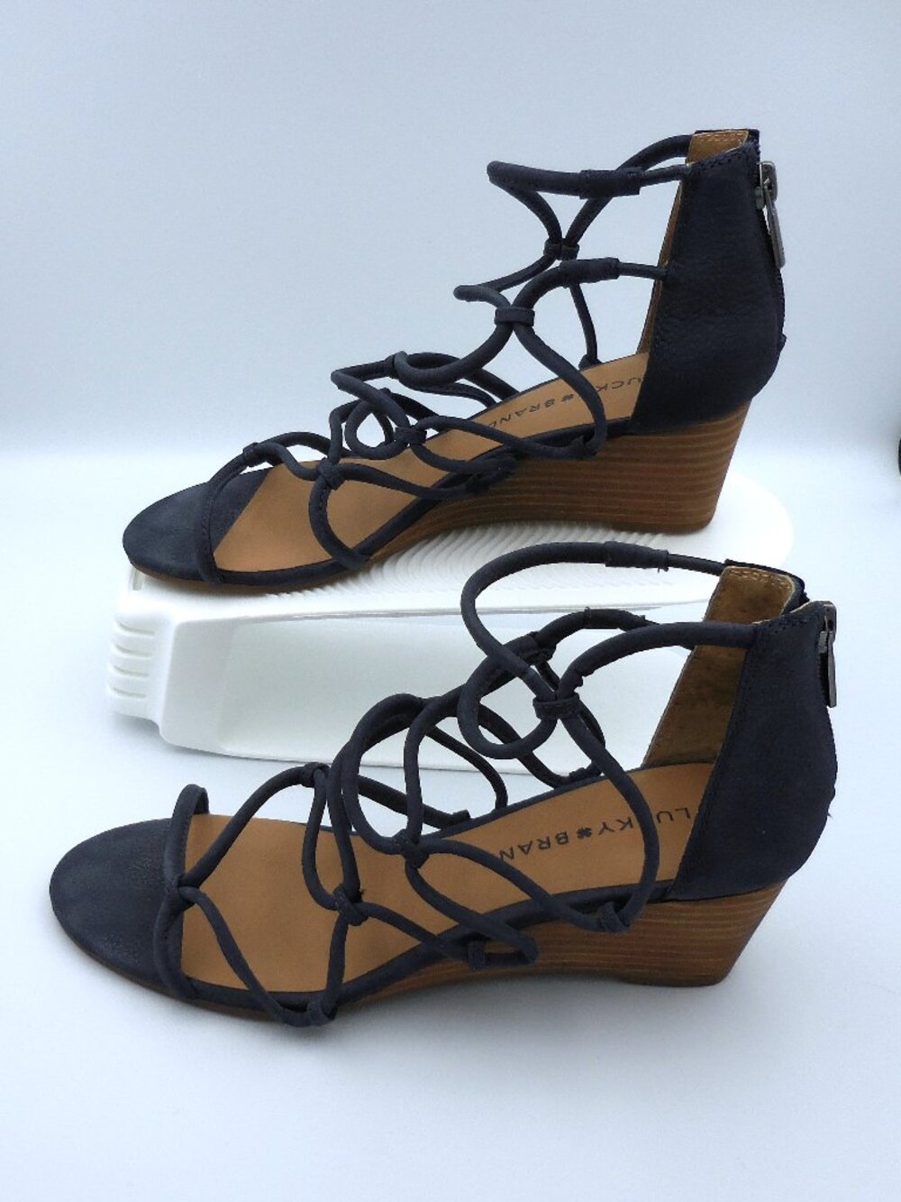 Lucky Brand Jilses – Navy Wedge Sandals – Strappy – Size 7 – Brand New